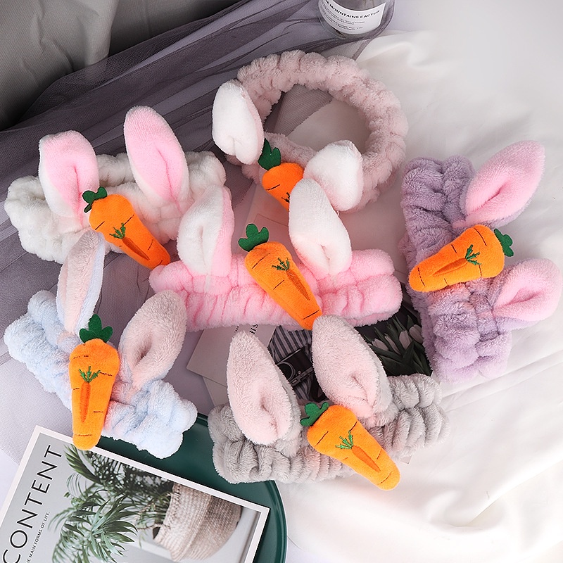 Băng đô tuban cà rốt tai thỏ xinh xắn , bờm tuban rửa mặt siêu đáng yêu