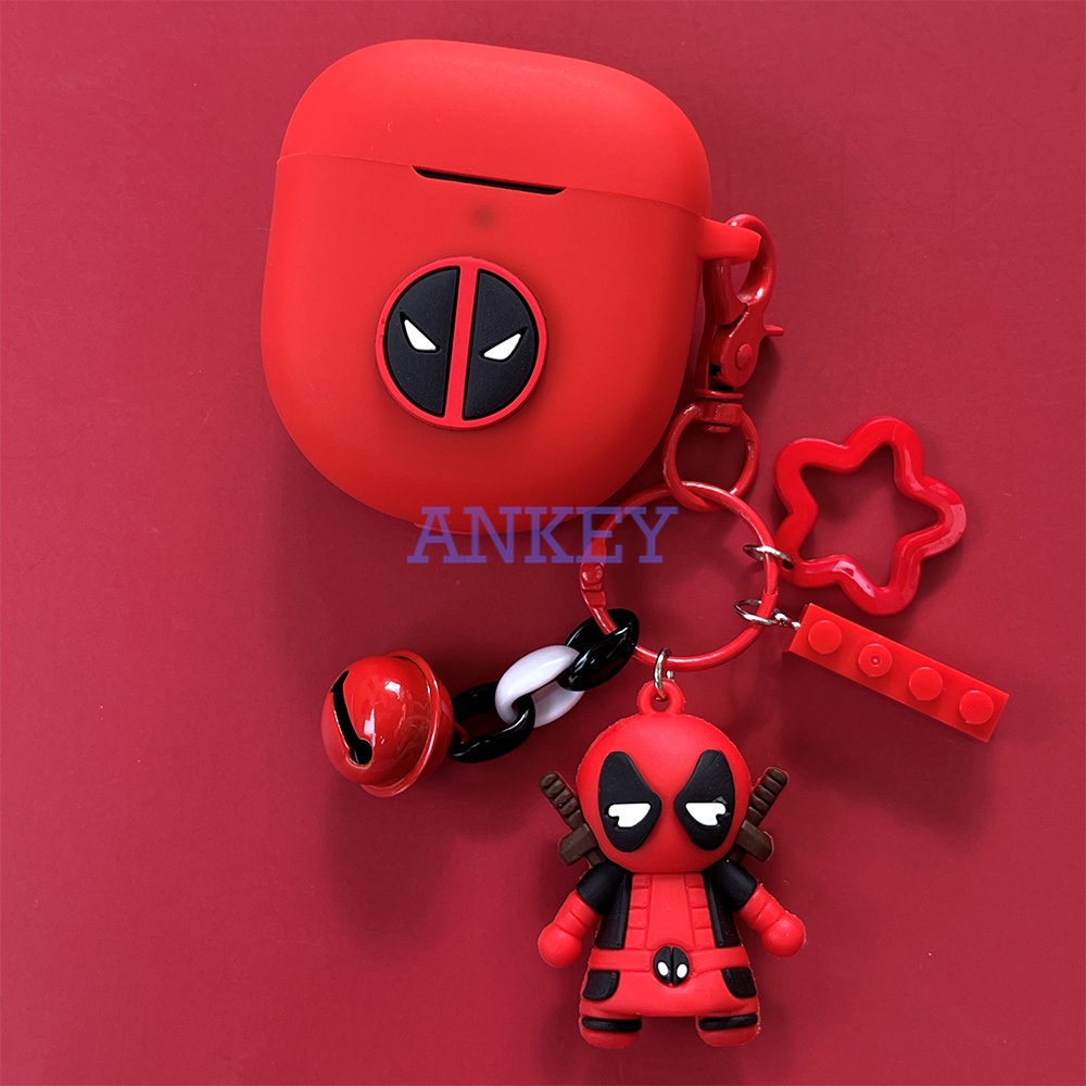 For Bose QuietComfort Ultra Earbuds Case Earphone Cover Red Deadpool with Keychain for BOSE QC Earbuds 2 Noise Canceling Earphone Charging Case