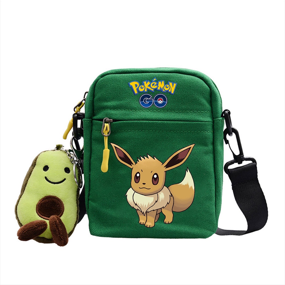 Túi Đeo Chéo Vuông Nhỏ In Hình Pikachu Pokemon Cho Nam Nữ