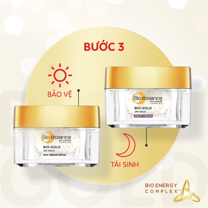 Combo Kem dưỡng ngăn lão hóa ban ngày và ban đêm Bio-essence Bio-Gold 40gx2