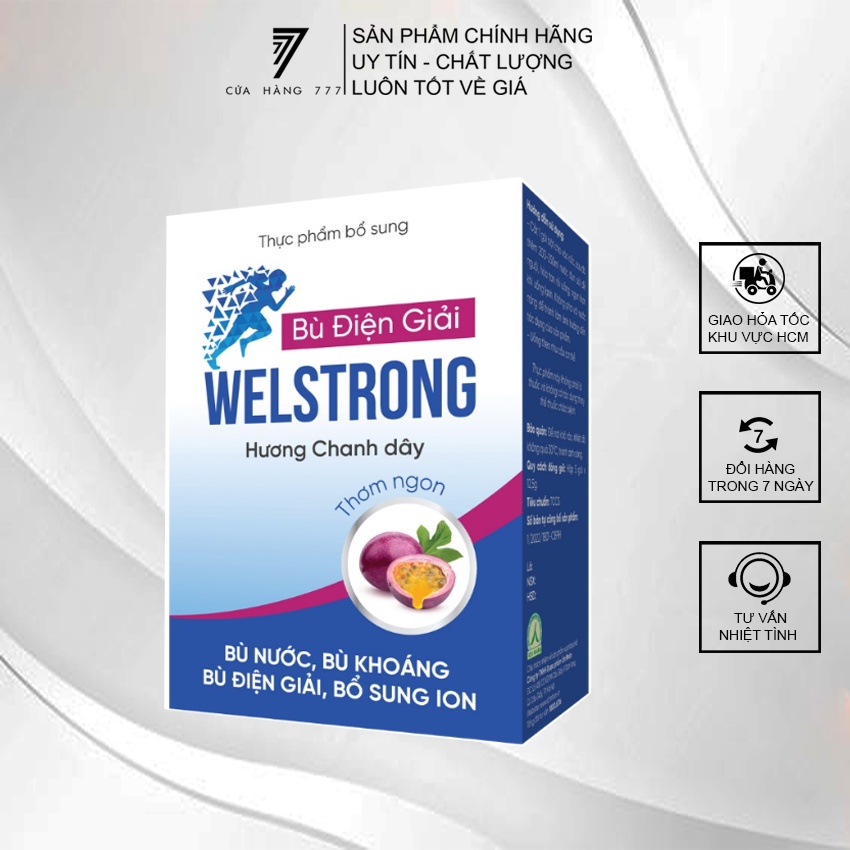 Bù Điện Giải Welstrong Ích Nhân Giúp Bổ Sung Ion, Nước Và Khoáng Giảm Mệt Mỏi - Hộp 5 Gói - Vị chanh dây