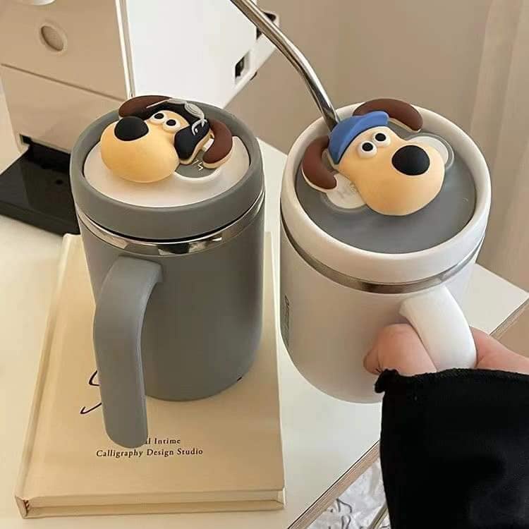 Bình nước ly giữ nhiệt cún 3d office cup giữ nước nóng lạnh hơn 6h hàng cao cấp