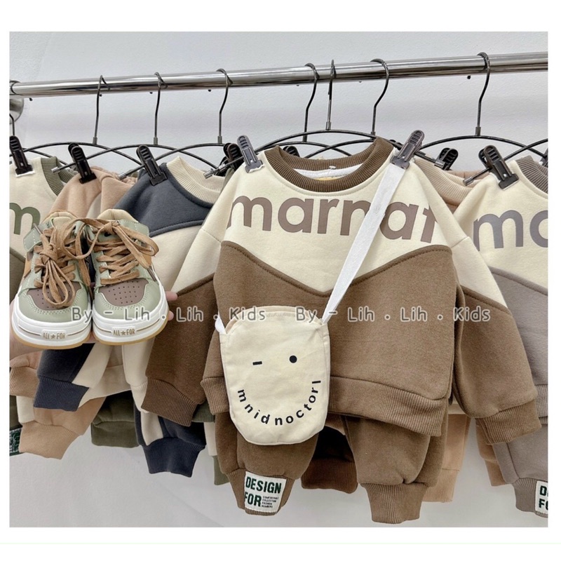 Bộ nỉ bông cao cấp phối màu siêu yêu cho bé trai