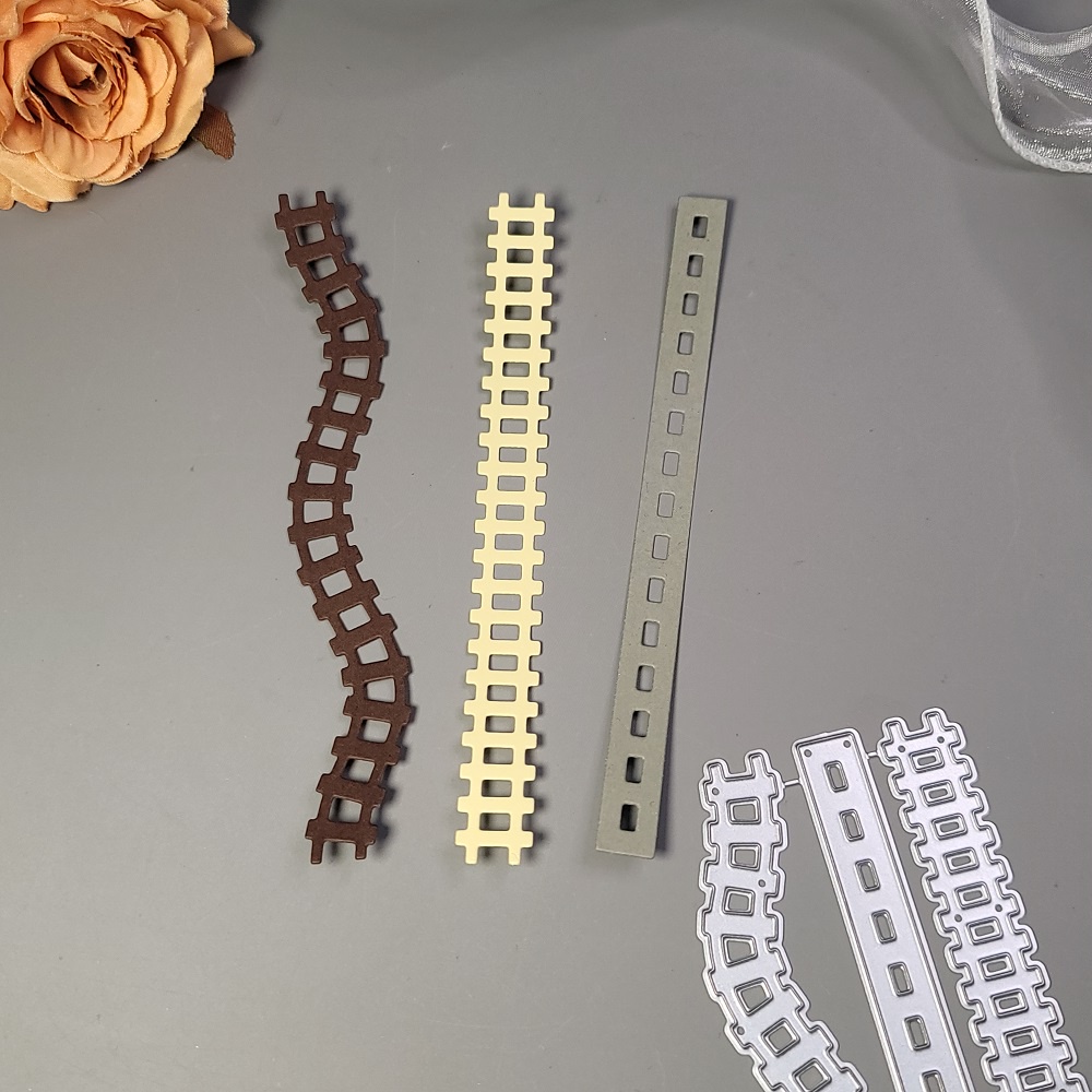 Bộ 3 Khuôn Cắt Giấy Kim Loại Hình Con Đường Và Hàng Rào