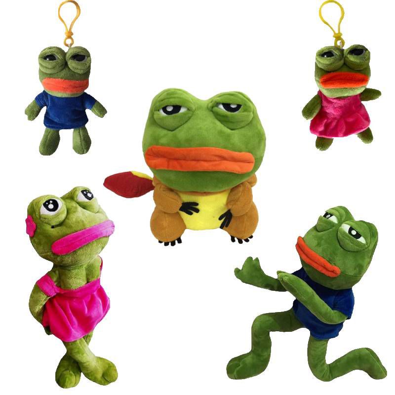 Ếch xanh pepe lai picachu Đồ chơi nhồi bông hình ếch Pepe cho bé Creative Pepe Sad Frog Stuffed Animal Gift