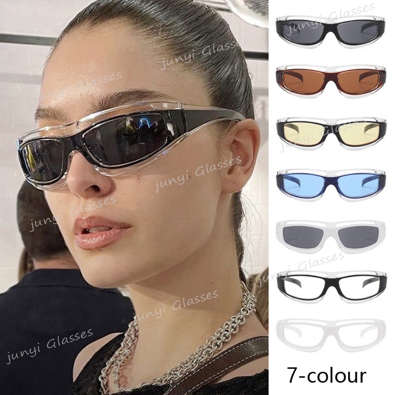 [Hàng Có Sẵn] Kính Mát Hình Chữ Nhật Phong Cách Steampunk Tương Lai Y2K Chống Nắng Ngoài Trời Cho Nam Và Nữ