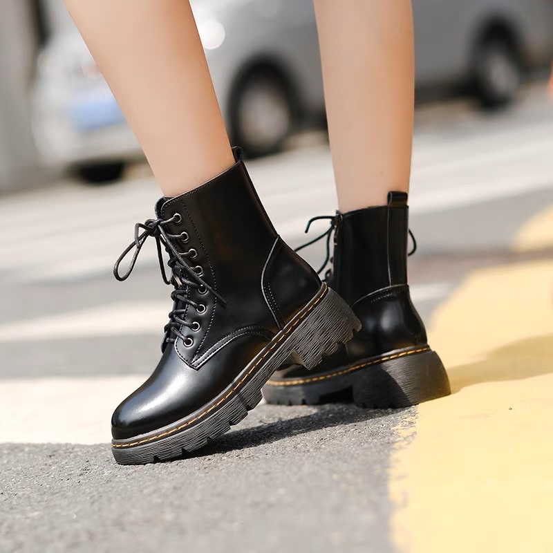 Giày cao cổ Dr Combat Boots 4.5 - Giày da nữ vintage Li retro
