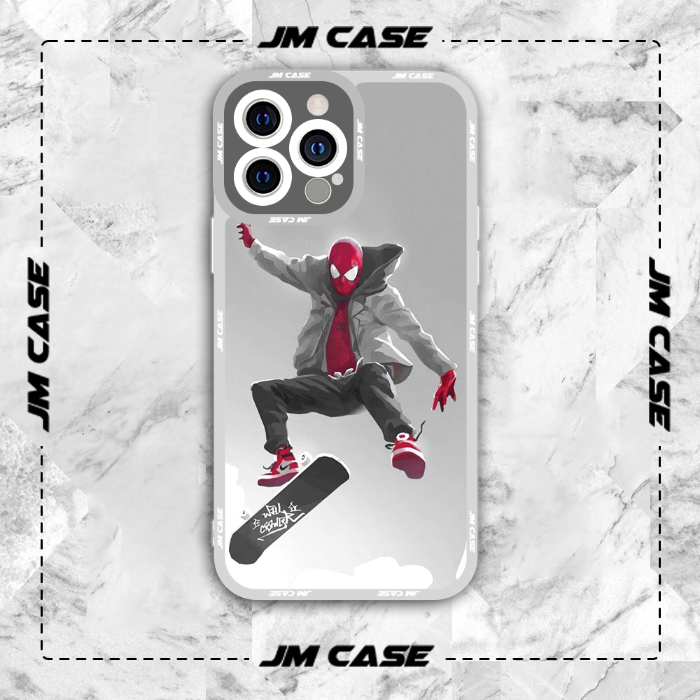Ốp lưng iphone cạnh vuông JMCase Spider Man Trượt Ván Marvel Universes /8plus/x/xs/11/12/pro/max/plus/promax