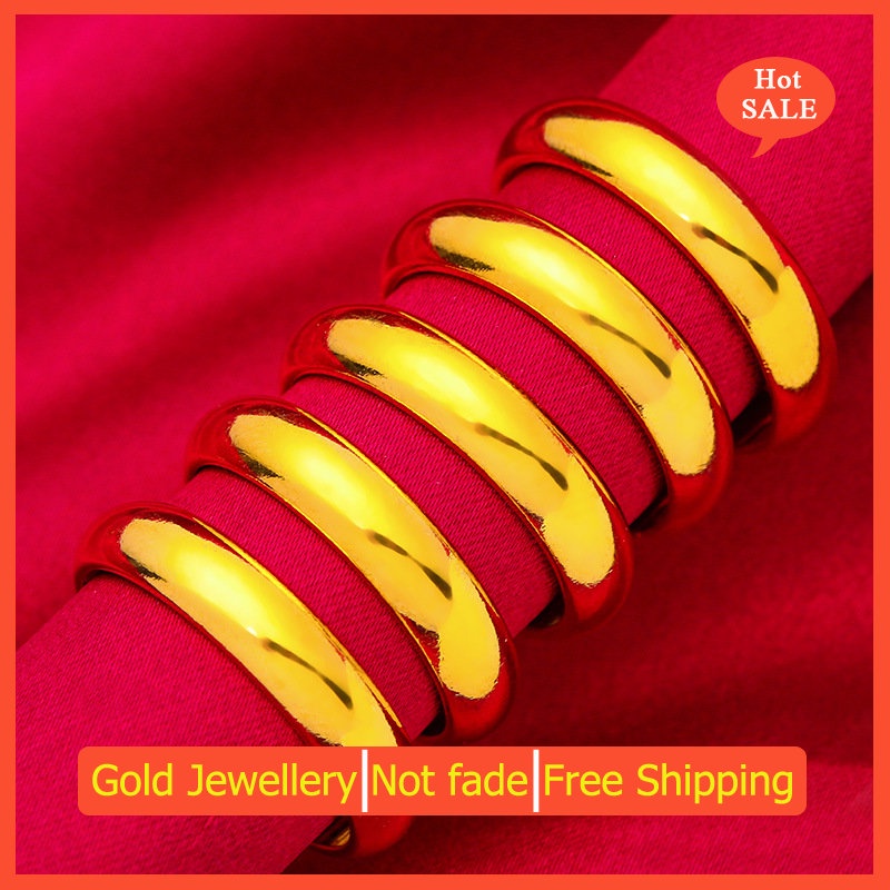 Nhẫn Mạ Vàng Bóng Phong Cách Âu Mỹ Thời Trang Cho Cặp Đôi