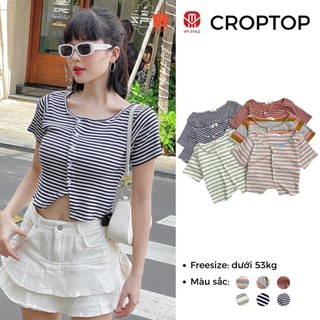 Áo thun tay ngắn crop VM Shop gài nút chéo ulzzang thời trang nữ 22ATU05T372501 ATU00154