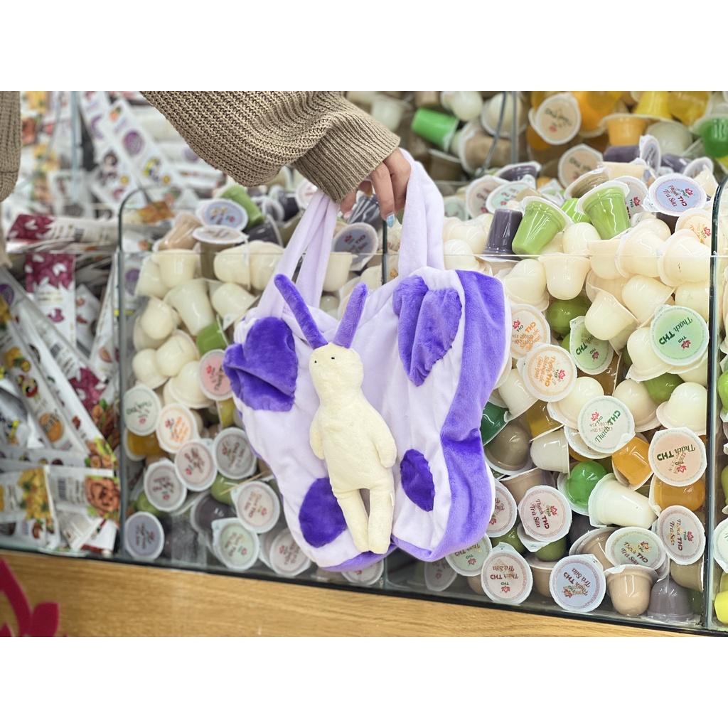 TÚI XÁCH NGƯỜI BƯỚM ĐÁNG YÊU 35 x 30 gấu bông đình may