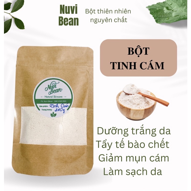 Túi 200g bột tinh cám gạo Handmade nguyên chất tẩy tế bào chết cung cấp vitamin nuôi dưỡng da trắng hồng