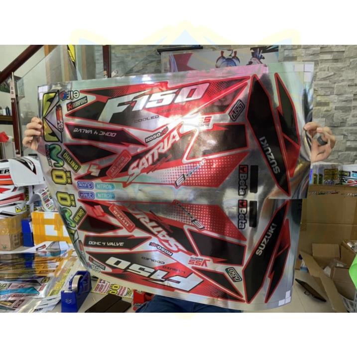 DECAL PVC 5 LỚP CHẤT LƯỢNG CAO Tem rời Satria fi báo đốm đỏ Crom cao cấp