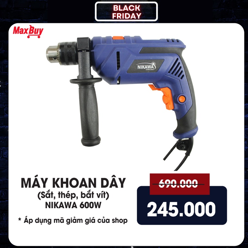 Máy khoan nhật dùng điện cầm tay mini đa năng khoan bê tông khoan gỗ NIKAWA NK-I600 bảo hành chính hãng