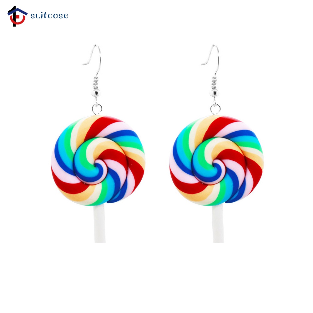 Bông Tai Hình Kẹo Mút Màu Sắc Cầu Vồng Xinh Xắn Thời Trang Cho Nữ