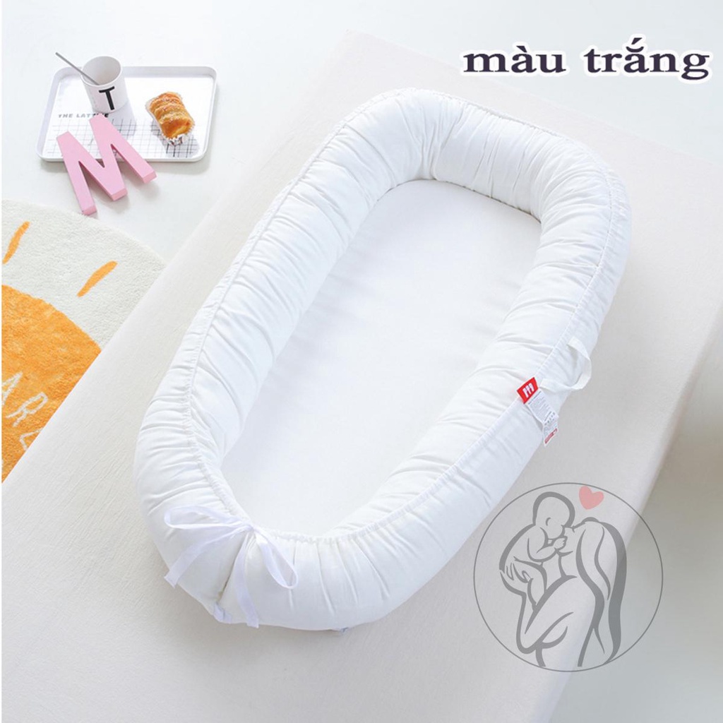 Nệm Nôi DI Động Đơn Sắc Cotton Cho Bé Kèm Túi Đựng