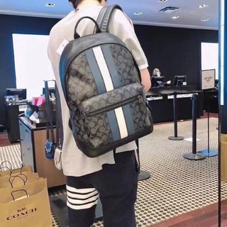 Balo nam Coach Backpack canvas phối da trơn