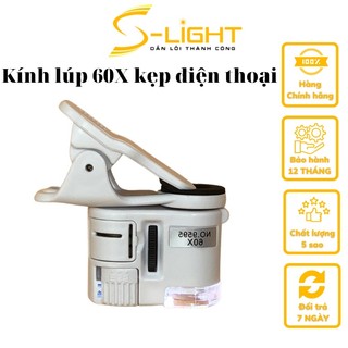 Kính lúp 60x kẹp điện thoại đa năng có Led Tím UV