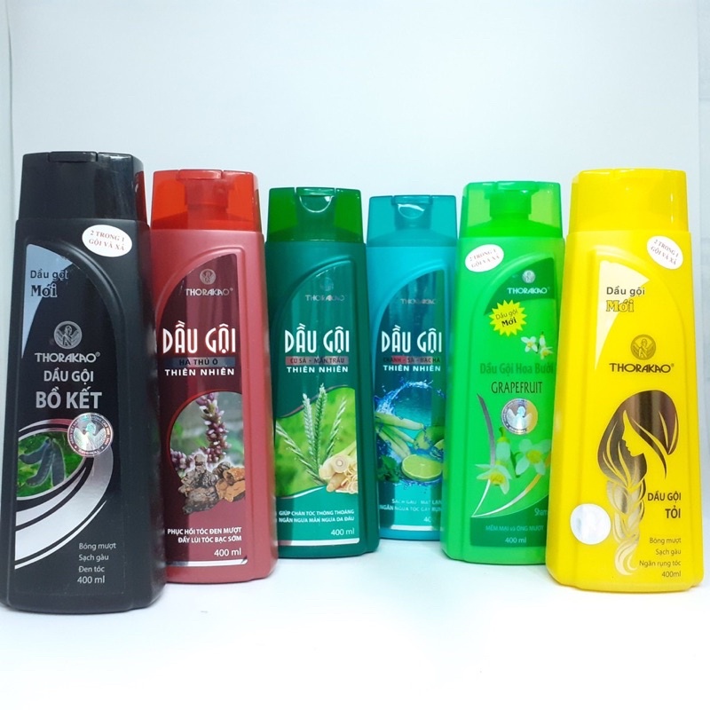 Dầu gội thorakao 400ml 4 hương gồm:bưởi,chanh sả,hà thủ ô,bồ kết,hương tỏi,củ sả mần trầu