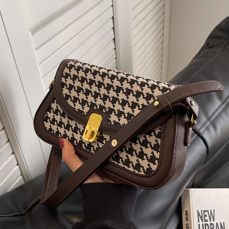 Túi Nữ Đeo Vai Khoác Tay Chất Da In Sọc Caro Form Vuông Dây Da Khóa Bấm Phong Cách Đường Phố - Kho Túi Quảng Châu 29