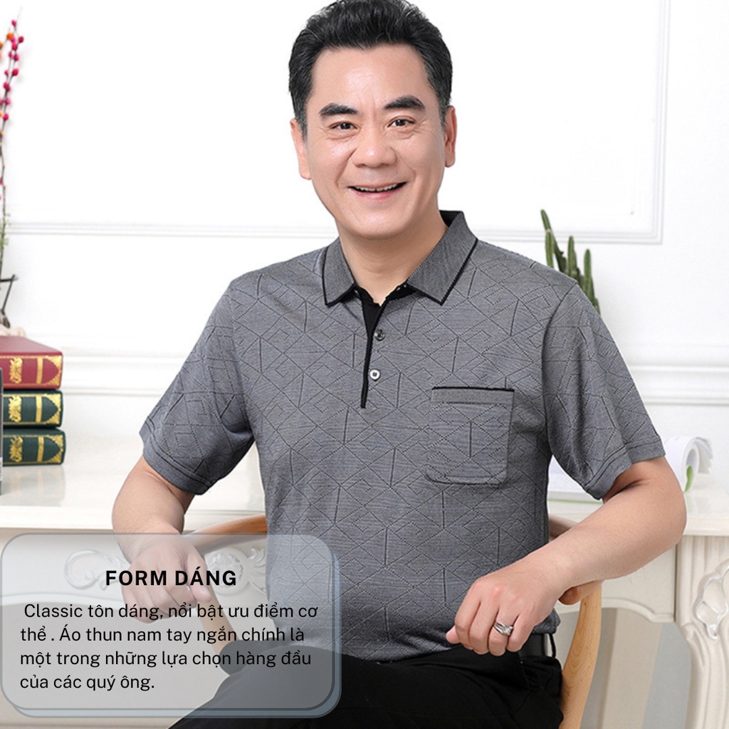 Áo thun nam trung niên cao cấp vải cotton xốp mặc mát thoải mái ATHUN18