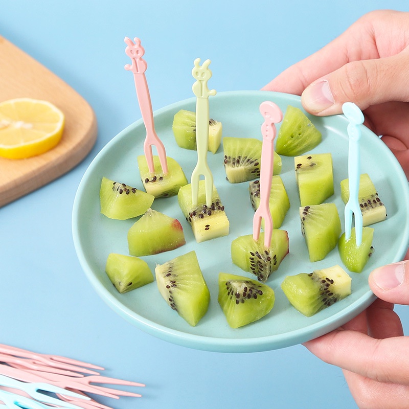 Set 50 Nĩa Ăn Trái Cây / BBQ Mini Nhiều Màu Sắc Bằng Nhựa Sử Dụng Một Lần