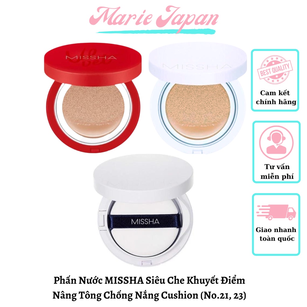 Phấn Nước MISSHA Siêu Che Khuyết Điểm Nâng Tông Chống Nắng Cushion (No.21, 23)