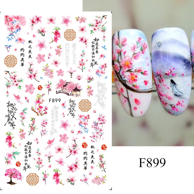 Miếng Dán Trang Trí Móng Tay 3D Hình Hoa Đào Năm Mới TRF899