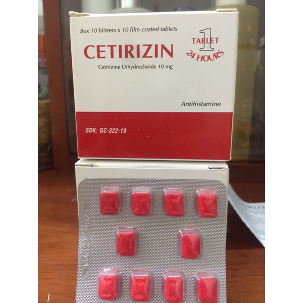 Cetirizin 10 mg viên uống giảm ngứa, mề đây