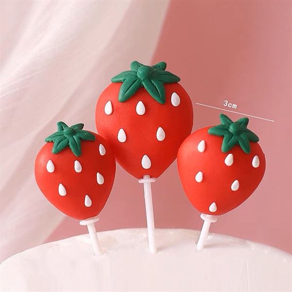 Set trang trí gốm mềm 3 quả dâu tây