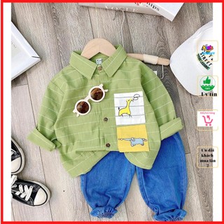Sơ mi cho bé trai quần jean cực kool ngầu cho bé - Ảnh thật HONGVYKIDS