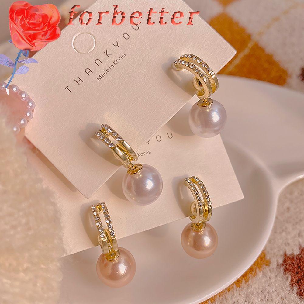 Bông tai tròn bằng hợp kim đính ngọc trai nhân tạo sang trọng thời trang