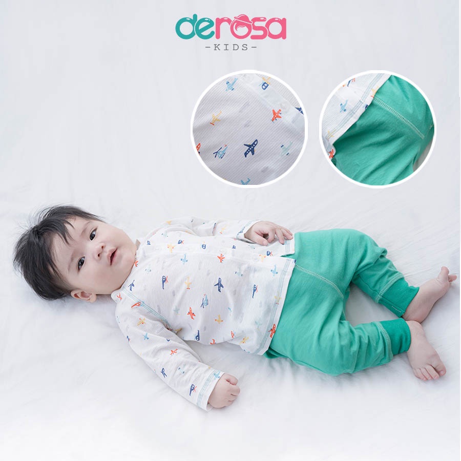 Bộ quần áo sơ sinh dài tay cho bé trai và bé gái DEROSA KISD chất liệu cotton 0 - 9 tháng TS 6870-667B