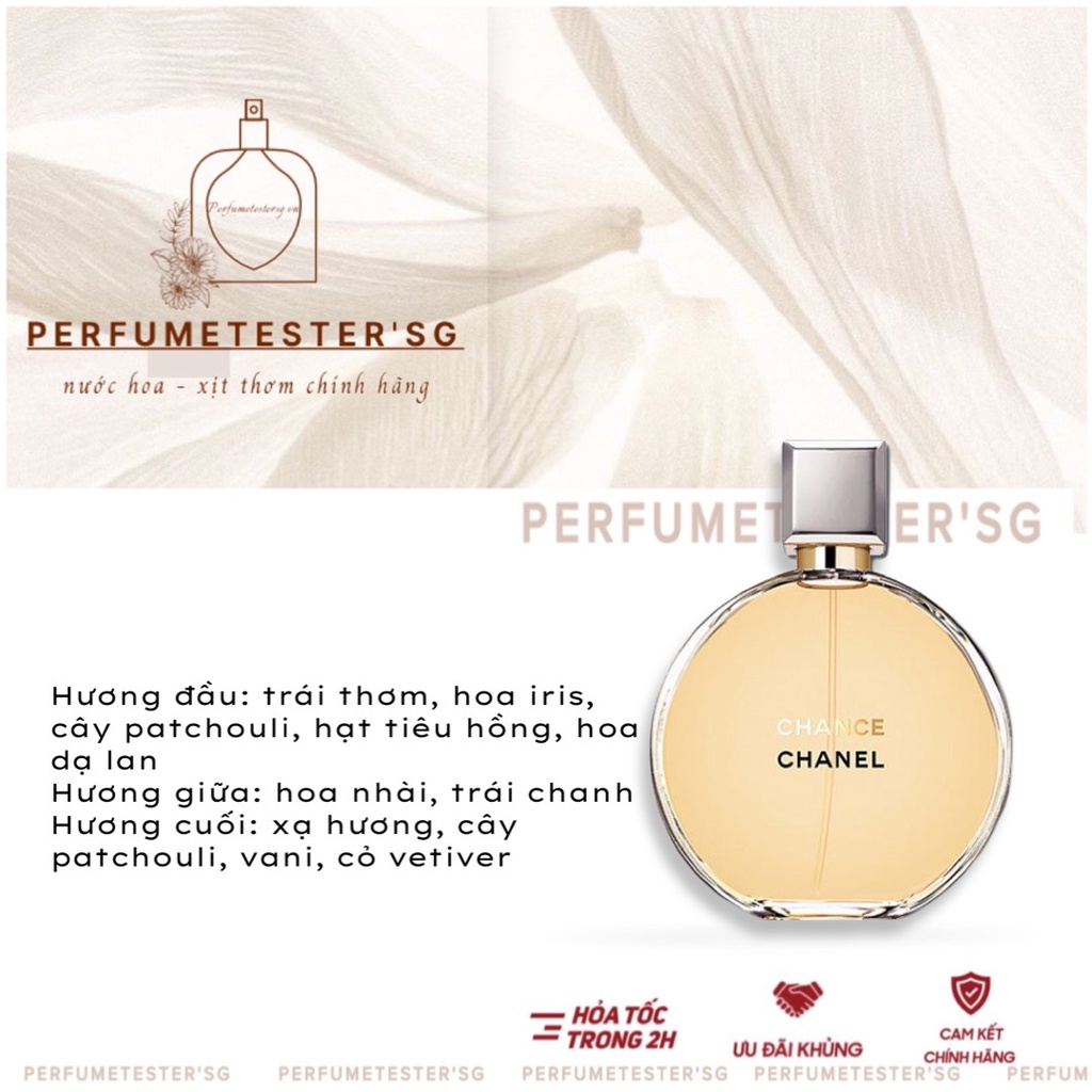 [ᴀᴜᴛʜᴇɴᴛɪᴄ] Nước hoa nữ  Chance EDP -𝒑𝒆𝒓𝒇𝒖𝒎𝒆𝒕𝒆𝒔𝒕𝒆𝒓