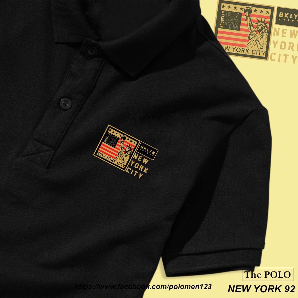 Áo polo nam nữ, áo thun nam  nữ có cổ vải cá sấu basic in hình new york 92 trẻ trung năng động-ALPHA X