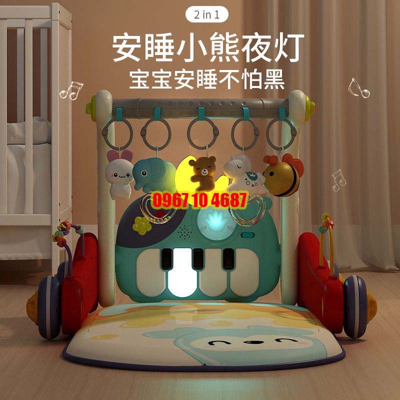 Thảm đạp nhạc, thảm nhạc đa năng 2 mặt kiêm xe tập đi 3in1 cho bé