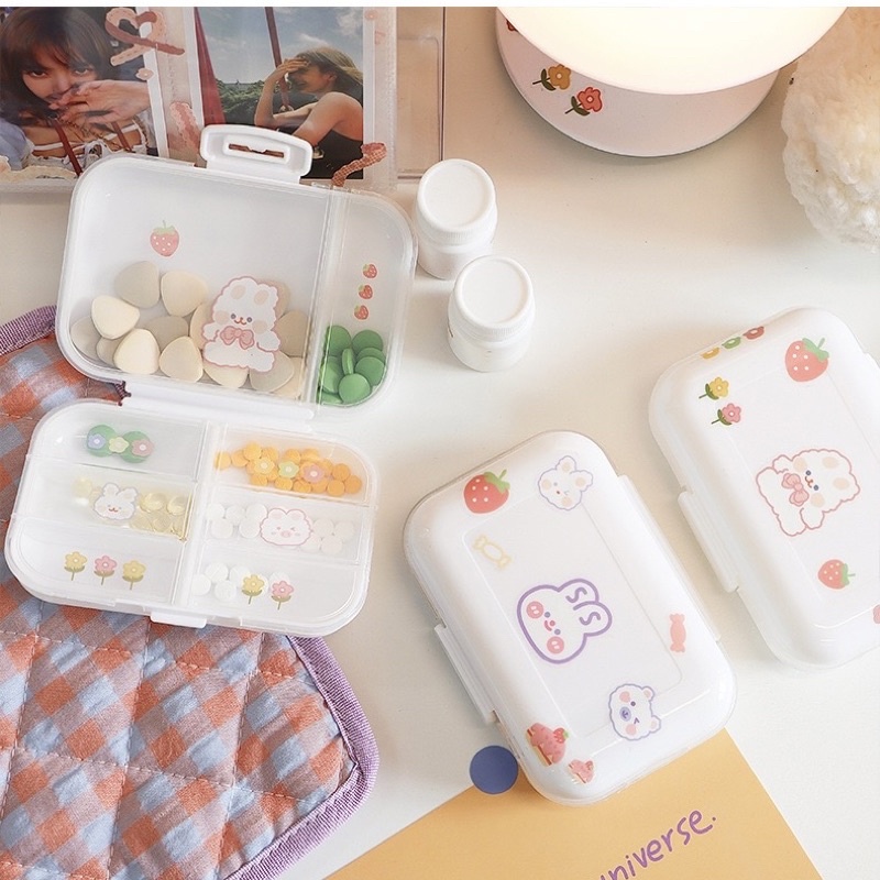 ( Tặng sticker ) Hộp Nhựa Đựng Đồ Cá Nhân Mini Có Nắp, Hộp Nhựa Đựng Thuốc Xinh Xắn Dễ Thương