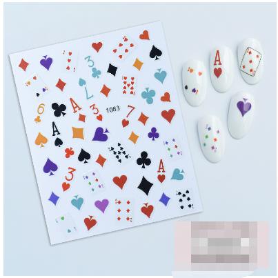Sticker lá bài trang trí móng·