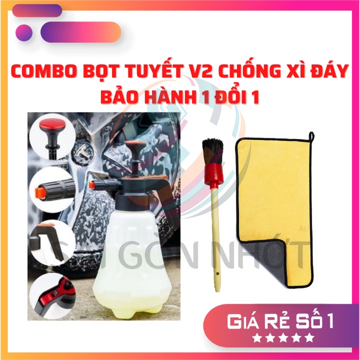 Bình xịt rửa xe bọt tuyết cầm tay cho xe máy, xe oto 2L - áp suất cao, 3 chế độ, điều chỉnh tia