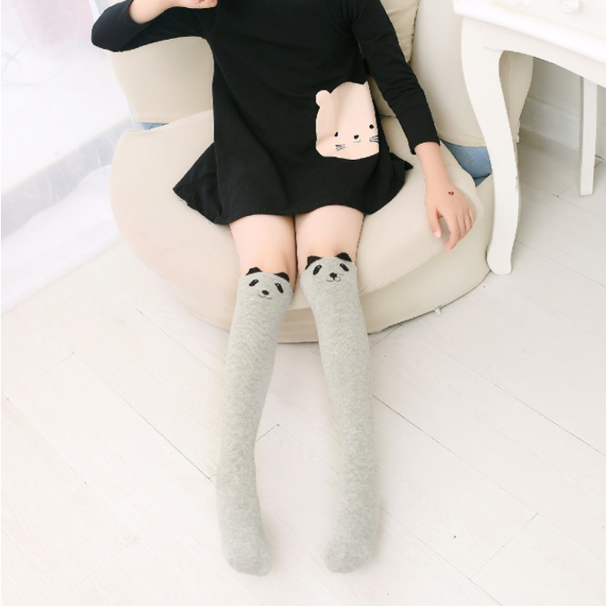Tất Dài Ngang Gối In Hình Mèo Hoạt Hình 3D Cho Bé Gái