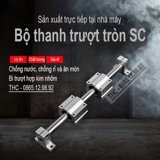 Bộ thanh ray trượt tròn phi 20mm (1 thanh SC20 dài 1,5 mét + 2 bi trượt SCS20UU + 2 gối đỡ SK20)