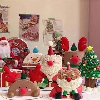 1 moose santa claus cake trang trí chèn bộ bánh nướng giáng sinh trang trí giáng sinh moose merry christmas len moose antler nose bộ mũ nhỏ