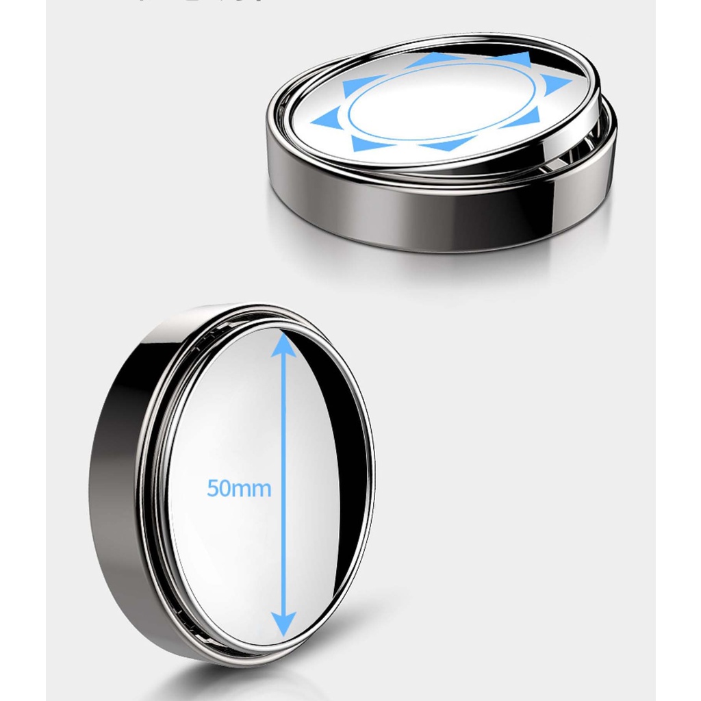 Gương cầu lồi có khung viền bạc 50 mm xóa điểm mù dán gương ô tô