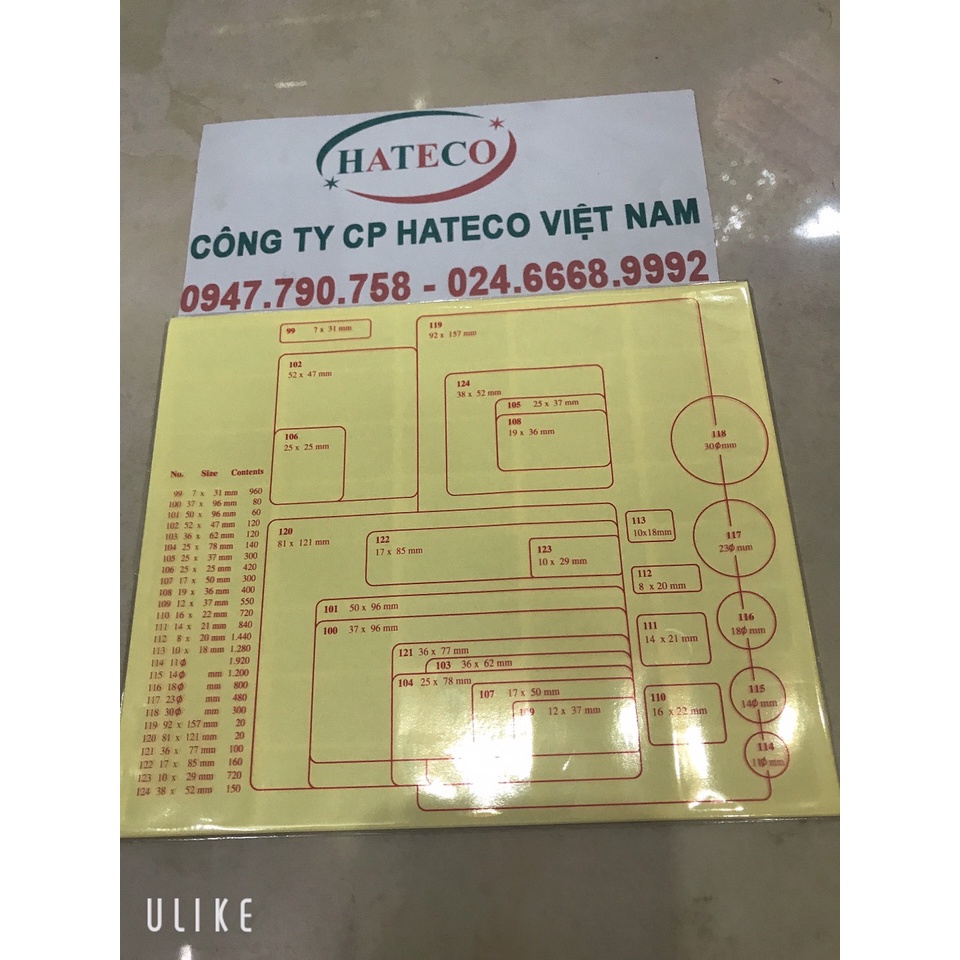 Giấy decal in mã vạch Tomy A5 108