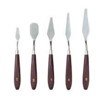 Bộ 5 Dao Chà Láng Bánh Kem mini bằng thép không gỉ, Cán Gỗ