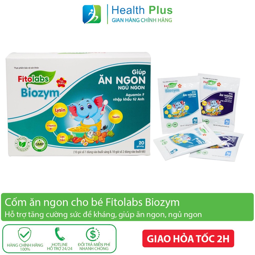 Cốm Ăn Ngon Ngủ Tốt Cho Bé Fitolabs Biozym Giúp Trẻ Nâng Cao Sức Khỏe, Tăng Cường Tiêu Hóa, Hấp Thu Hộp 20 Gói