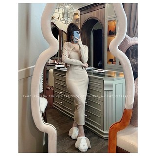 Set váy body 2 dây bèo kèm cadigan siêu xinh chuẩn Kim Anh Bùi
