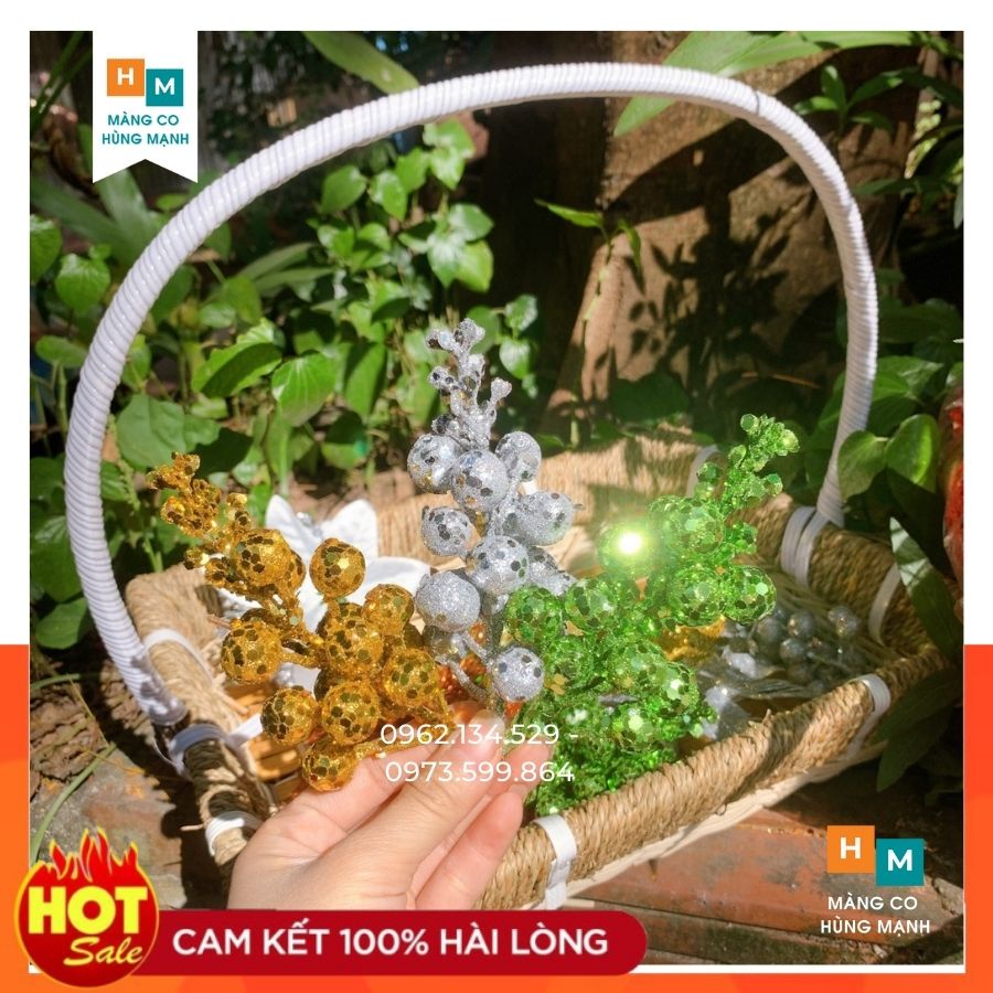 Cành sung nhũ kim tuyến size to đẹp trang trí Noel, vòng nguyệt quế, tráp oản