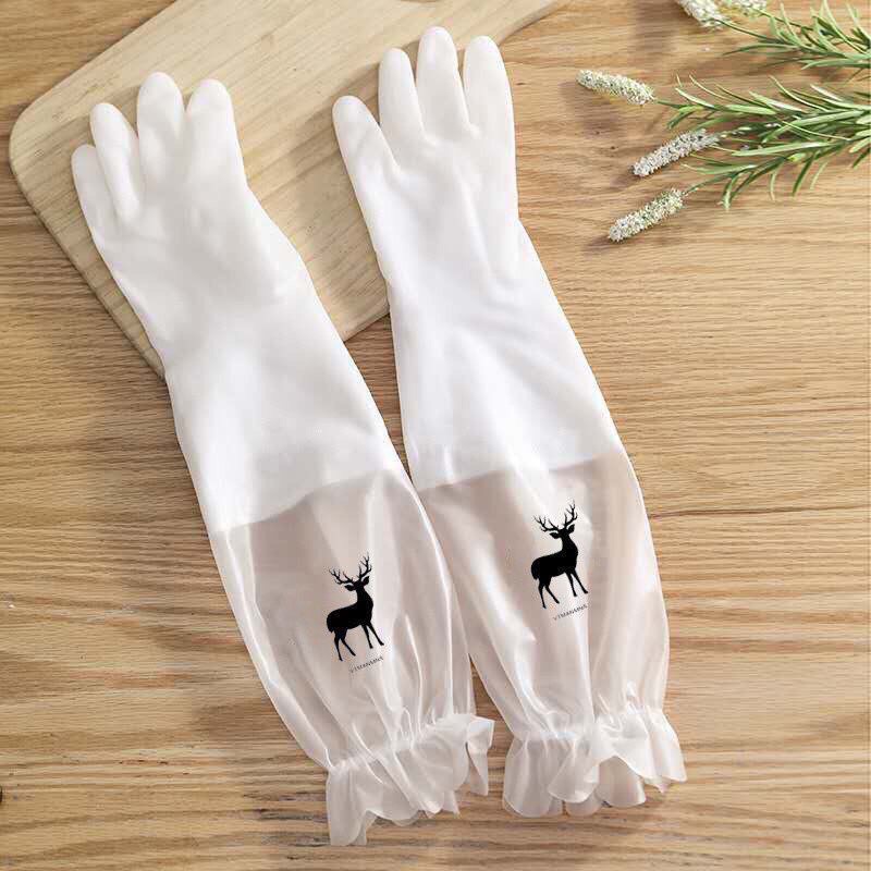 Găng tay con hươu cao su lót nỉ siêu dai, siêu bền loại dài  có chun chống tụt tiện lợi { H }