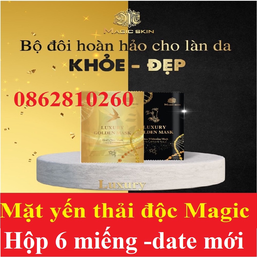 Mặt nạ Ủ yến thải độc cấy trắng Luxury Golden Mask Magic Skin [CHÍNH HÃNG MAGICSKIN] [HỘP 6 MIẾNG]